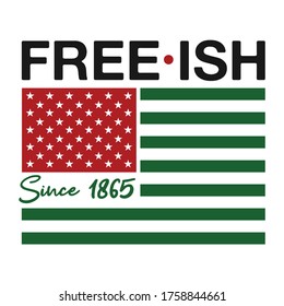 Free-Ish Since 1865. Juneteenth. Design of Banner. Vector logo Illustration.