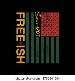 Free-Ish Since 1865. Juneteenth. Design of Banner. Vector logo Illustration.