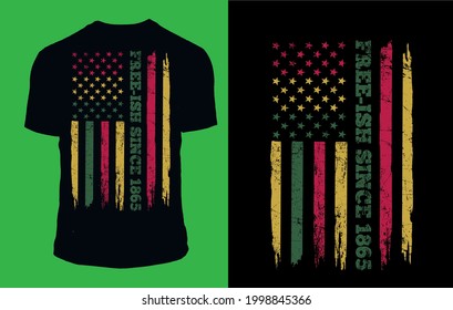 Lanza libre desde 1865 Vector de diseño de camisetas de la bandera 18 de junio