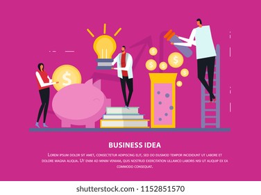 Freelance business concept flat background composition with editable text and human characters with icons and silhouettes vector illustration
