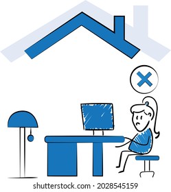 Freelance business people work in comfortable conditions at home office concept. Freelancer working from home workplace. Man and woman self employed concept online call.isolated vector doodle