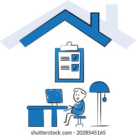 Freelance business people work in comfortable conditions at home office concept. Freelancer working from home workplace. Man and woman self employed concept online call.isolated vector doodle