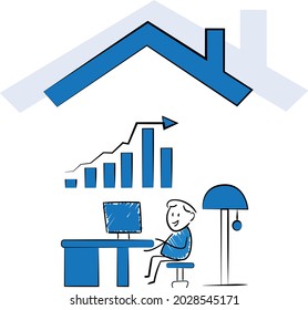 Freelance business people work in comfortable conditions at home office concept. Freelancer working from home workplace. Man and woman self employed concept online call.isolated vector doodle