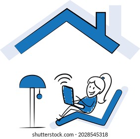 Freelance business people work in comfortable conditions at home office concept. Freelancer working from home workplace. Man and woman self employed concept online call.isolated vector doodle