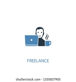 freelance concept 2 colored icon. Simple blue element illustration. freelance concept symbol design. Can be used for web and mobile UI/UX