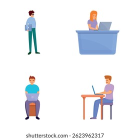 Freelance concept icons set cartoon vector. Employee work from home. Freelancing, home office