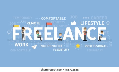 Freelance concept illustration. Idea of remote working, independancy and job.