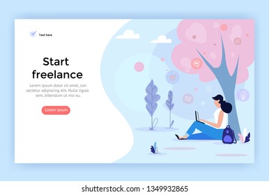 Freelance concept illustration, perfect for web design, banner, mobile app, landing page, vector flat design