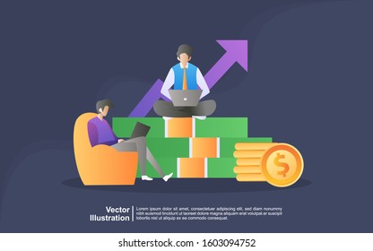 Freelance concept vector illustration in cartoon style. Home office workplace. Hipster bearded freelancer working remotely from his laptop
