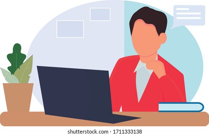 Freelance designer. Work at home. A man of modern home office design. Confident is a busy man- a freelancer in the fashion style makes the remote work in a cozy working space.