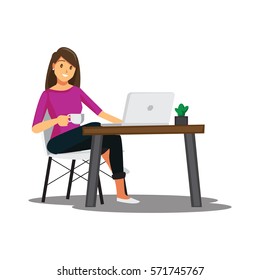 freelance developer or designer working at home,vector character