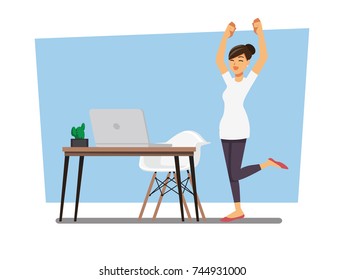 freelance developer or designer working at home,vector character