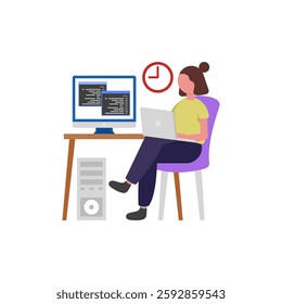 Freelance Developer, Flat Vector Illustration