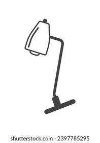 Freelance element of set in black line design. A desk lamp can illuminate a freelancer's workspace, highlighting their dedication to work from home. Vector illustration.