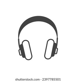 Freelance element of set in black line design. A black outline illustration with a freelance theme featuring headphones, representing the immersive and focused work environment. Vector illustration.