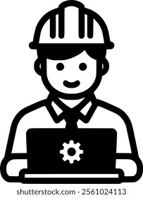 Freelance engineer working vector icon. filled flat sign for mobile sign, symbol, vector, art