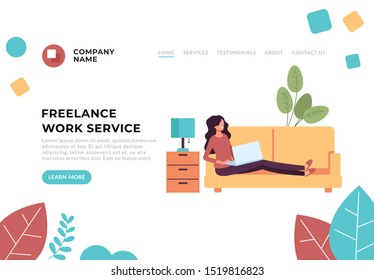 Freelance home work service concept. Vector flat cartoon graphic design illustration
