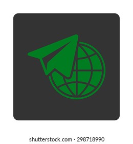Freelance icon from Commerce Buttons OverColor Set. Vector style is green and gray colors, flat square rounded button, white background.