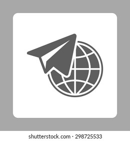 Freelance icon from Commerce Buttons OverColor Set. Vector style is dark gray and white colors, flat square rounded button, silver background.