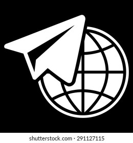 Freelance icon from Commerce Set. Vector style: flat symbol, white color, rounded angles, black background.