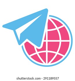 Freelance icon from Commerce Set. Vector style: bicolor flat symbol, pink and blue colors, rounded angles, white background.
