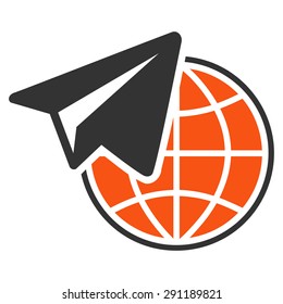 Freelance icon from Commerce Set. Vector style: bicolor flat symbol, orange and gray colors, rounded angles, white background.