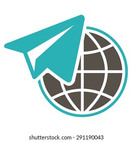 Freelance icon from Commerce Set. Vector style: bicolor flat symbol, grey and cyan colors, rounded angles, white background.