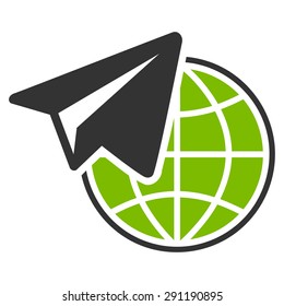 Freelance icon from Commerce Set. Vector style: bicolor flat symbol, eco green and gray colors, rounded angles, white background.