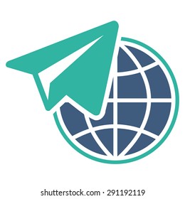Freelance icon from Commerce Set. Vector style: bicolor flat symbol, cobalt and cyan colors, rounded angles, white background.