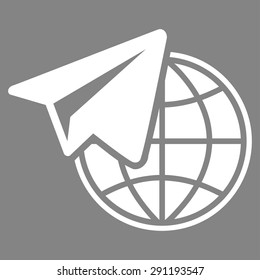 Freelance icon from Commerce Set. Vector style: flat symbol, white color, rounded angles, gray background.