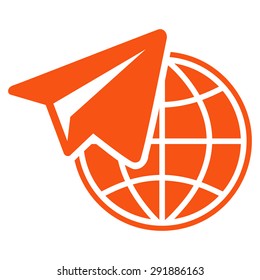 Freelance icon from Commerce Set. Vector style: flat symbol, orange color, rounded angles, white background.