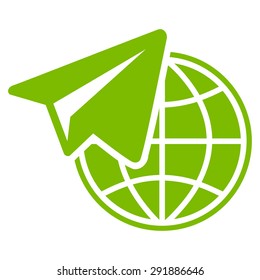 Freelance icon from Commerce Set. Vector style: flat symbol, eco green color, rounded angles, white background.