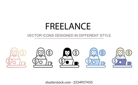 Freelance icon design with white background stock illustration