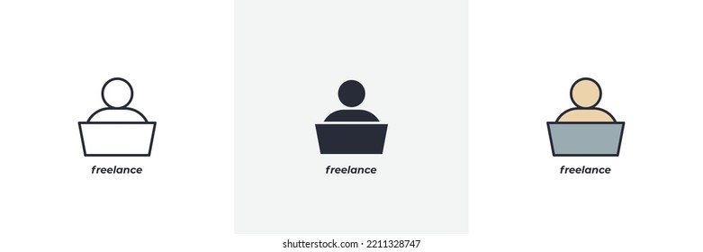 freelance icon. Line, solid and filled outline colorful version, outline and filled vector sign. Idea Symbol, logo illustration. Vector graphics