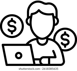 Freelance Icon Line Vector Illustration
