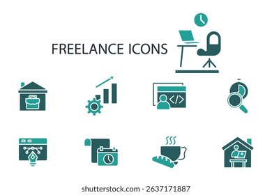 freelance icon set.vector.Editable stroke.linear style sign for use web design,logo.Symbol illustration.