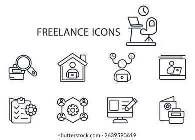 freelance icon set.vector.Editable stroke.linear style sign for use web design,logo.Symbol illustration.