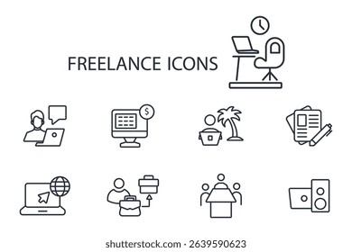 freelance icon set.vector.Editable stroke.linear style sign for use web design,logo.Symbol illustration.
