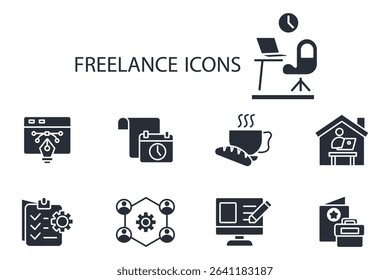 freelance icon set.vector.Editable stroke.linear style sign for use web design,logo.Symbol illustration.