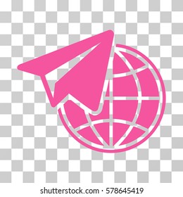 Freelance icon. Vector illustration style is flat iconic symbol, pink color, transparent background. Designed for web and software interfaces.