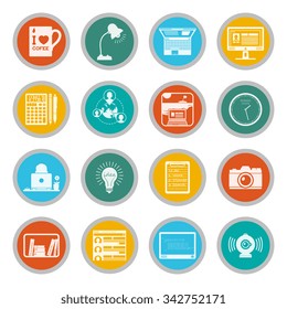 Freelance icons flat set with work from home elements isolated vector illustration