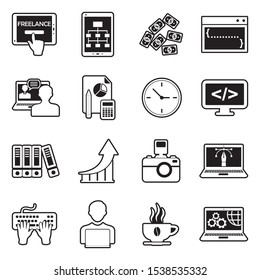 Freelance Icons. Line With Fill Design. Vector Illustration.