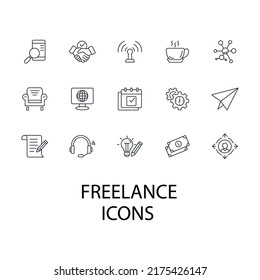Freelance icons set . Freelance pack symbol vector elements for infographic web