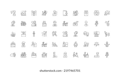 Freelance ideas, linear icons, line signs set, vector collection
