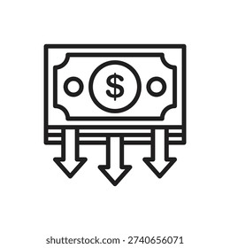 Freelance Income Outline Icon Vector Illustration