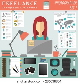 Freelance info graphic template. Set elements for creating you own info graphic. Vector illustration