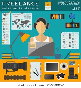 Freelance info graphic template. Set elements for creating you own info graphic. Vector illustration