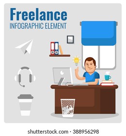 Freelance Infographic Elements. Working People