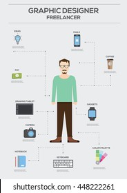 Freelance Infographic set with charts and other elements. Vector illustration.