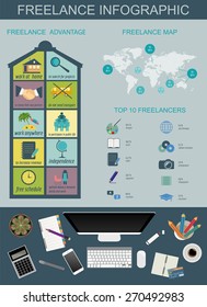 Freelance infographic template. Set elements for creating you own infographic. Vector illustration